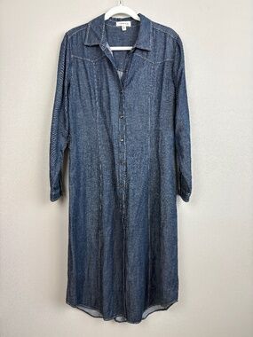 Cloth & Stone Denim Chambray Maxi Shirt Dress - Size Large